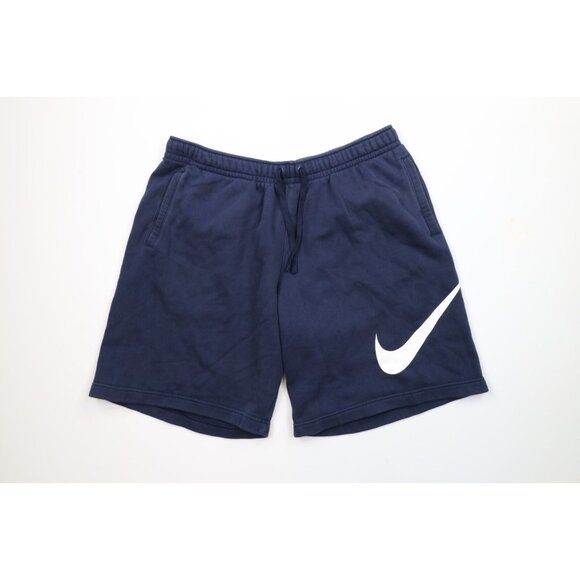 Vintage Nike Mens 2XL XXL Faded Travis Scott Big Swoosh Sweatpants Shorts Blue